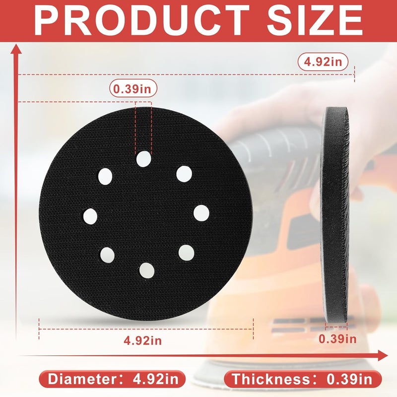 Kpdnjro 3PCS 5 Inch 8 Holes Sanding Disc Backing Pad, Self Adhesive Sponge Cushion, Sandpaper Tray Protection Pad, Hook and Loop Soft Sponge Cushion Buffing Pads Sanding Pads Backing Pads - Image 4